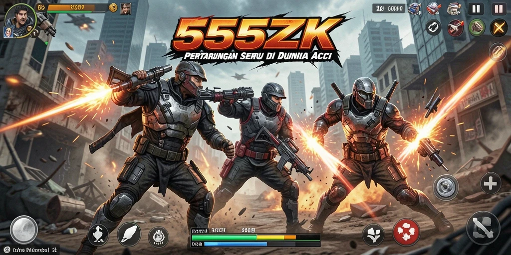 Tampilan menegangkan dari pertempuran di dalam game 555ZK.