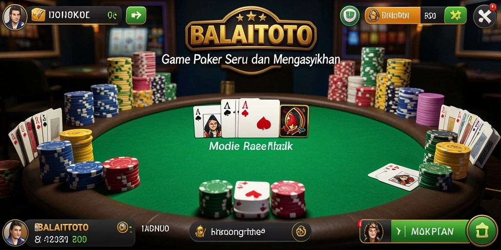 Screenshot gameplay BALAITOTO dengan antarmuka poker yang menarik.