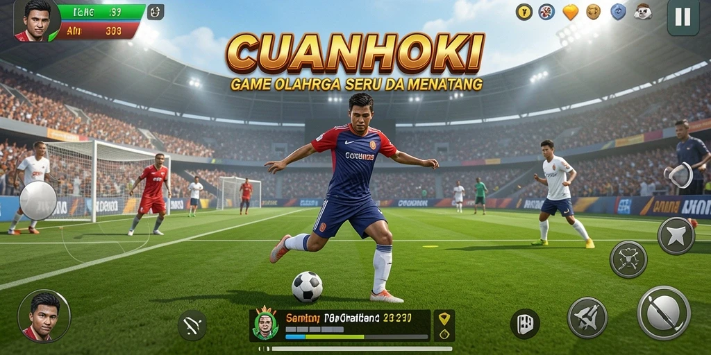 Tampilan gameplay <strong>CUANHOKI</strong> yang seru dan kompetitif di lapangan olahraga.
