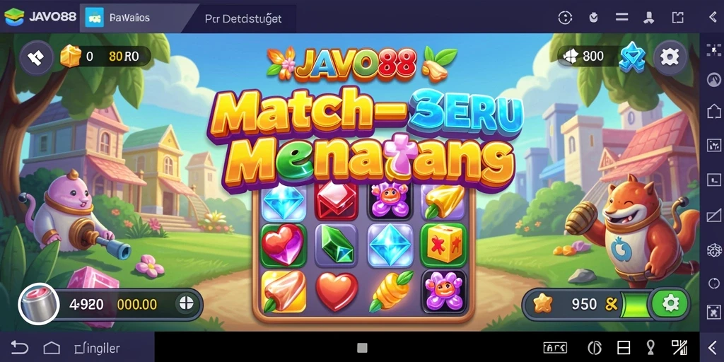 Tampilan gameplay seru di JAVO88 dengan elemen Match-3.