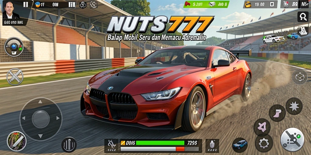 Gameplay balap mobil yang mendebarkan dan penuh aksi.