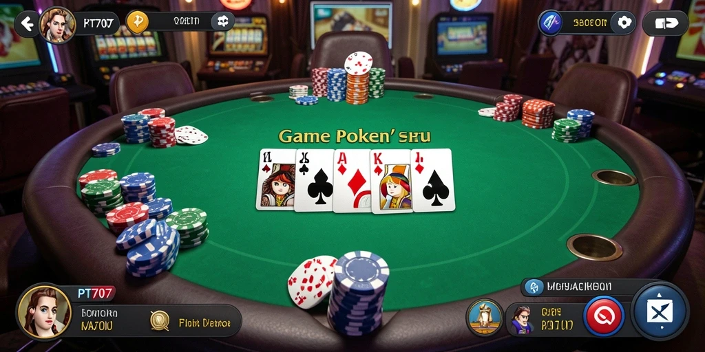 Tampilan gameplay Poker yang menegangkan dan seru.