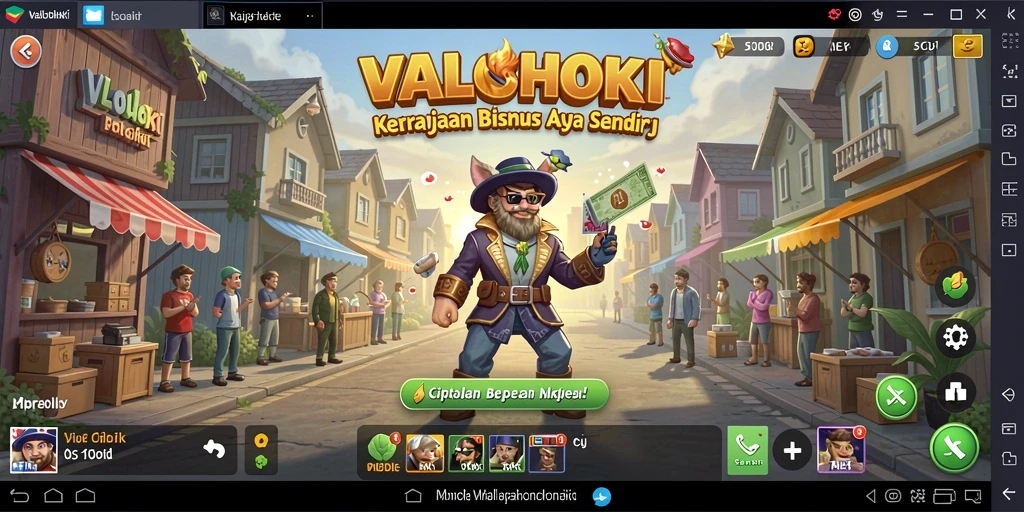 Screenshot VALOHOKI menampilkan gameplay seru dalam membangun kerajaan bisnis.