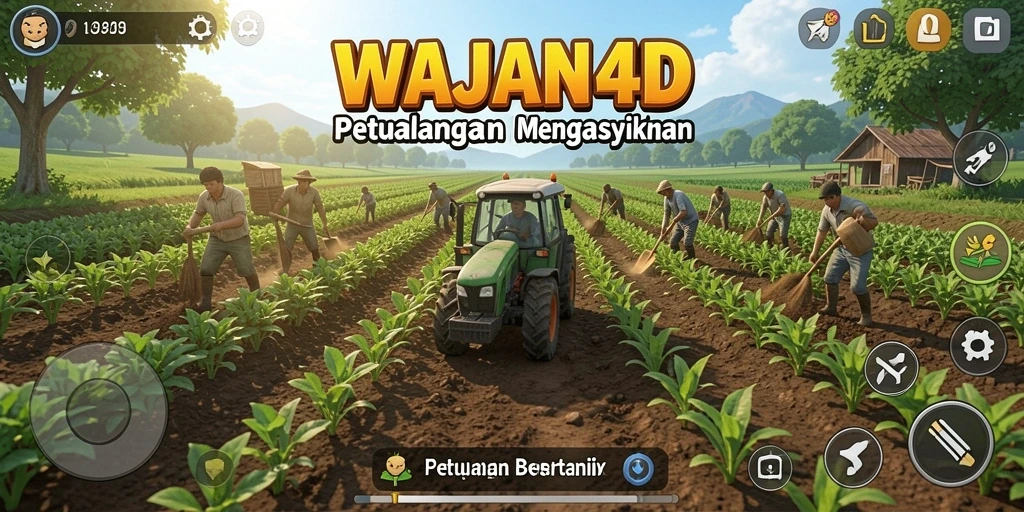 Gameplay menarik dalam WAJAN4D yang menampilkan dunia pertanian yang aktif.